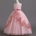thumbnail image 4 of Diufon Girls Dresses Sequin Solid Color Party Dress Crew Neck Sleeveless Tulle Dress, 4 of 7