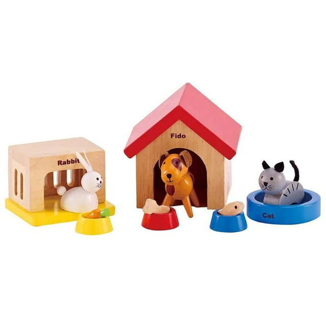 Casa de muñecas de madera con forma de animal para mascotas familiares con casas