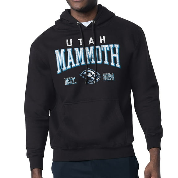 Men's Starter Black Utah Mammoth Retro Graphic Fleece Pullover Hoodie