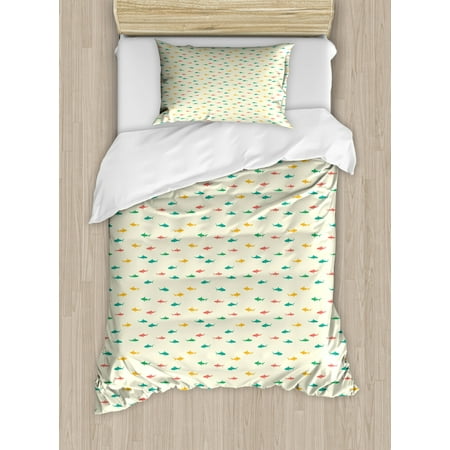 Shark Duvet Cover Set Kids Nursery Pattern With Colorful Cartoon