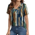 thumbnail image 2 of MOSHU Deep V Neck Womens Tops Curved Hem Shirts for Women Fashion Trendy Blouses Casual Loose Fit Tees Tops, 2 of 8