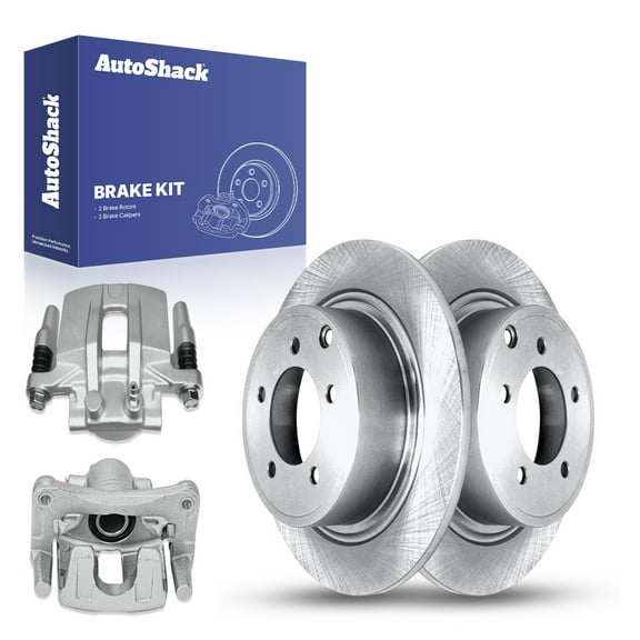 AutoShack 11.89" (302 mm) Rear Solid Brake Rotors   Calipers | Replacement for 2007-2017 Jeep Patriot 2007-2017 Jeep Compass 2008-2013 Dodge Avenger 2011-2014 Chrysler 200 | 4-PC Brake Kit