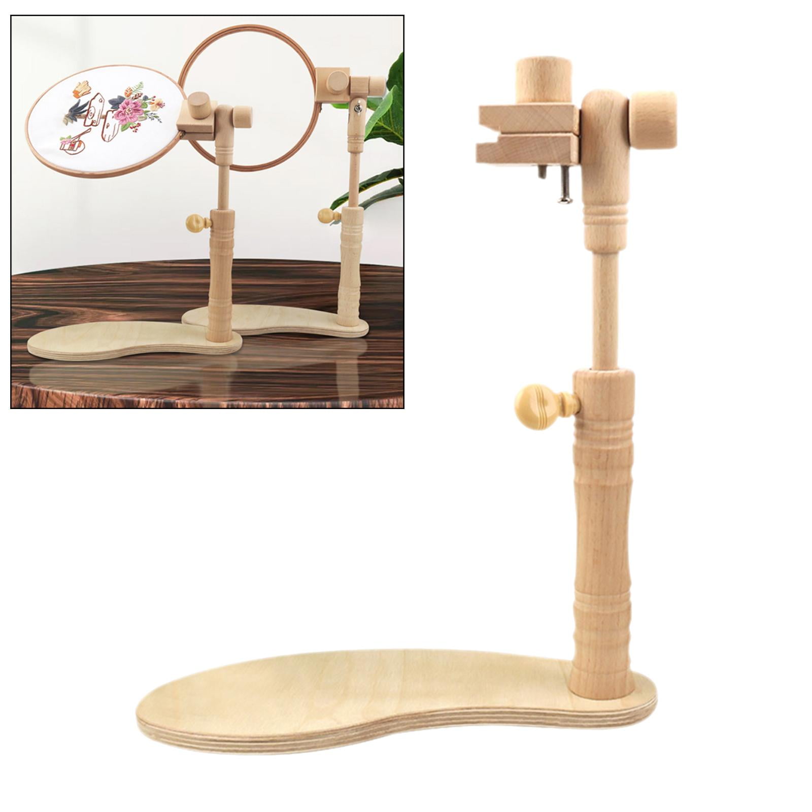 Abbraccia Embroidery Hoop Stand, Adjustable Beech Wood Embroidery Hoop Holder Frame, Rotated Needlepoint Holder Stand for Sewing Needlework - 29x44.5cm