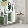 thumbnail image 4 of Mid Century Boho Shower Curtain Green Palm Gold Ginkgo Leaf Abstract Arch Decorative Bath Curtain 36x72 Inch Polyester Fabric Waterproof Aesthetics Bathroom Curtain with Hooks, 4 of 6