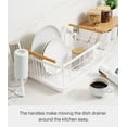 thumbnail image 6 of Yamazaki Home Dish Rack, Gray, Steel + Wood, Supports 22 pounds, Drainer Tray, Handles, Utensil Holder, Water Resistant, No Assembly, 6 of 8