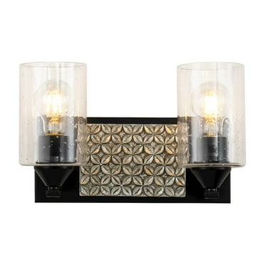 Lucas McKearn Arcadia 2-light Metal Bath Vanity Light in Matte Black/Silver