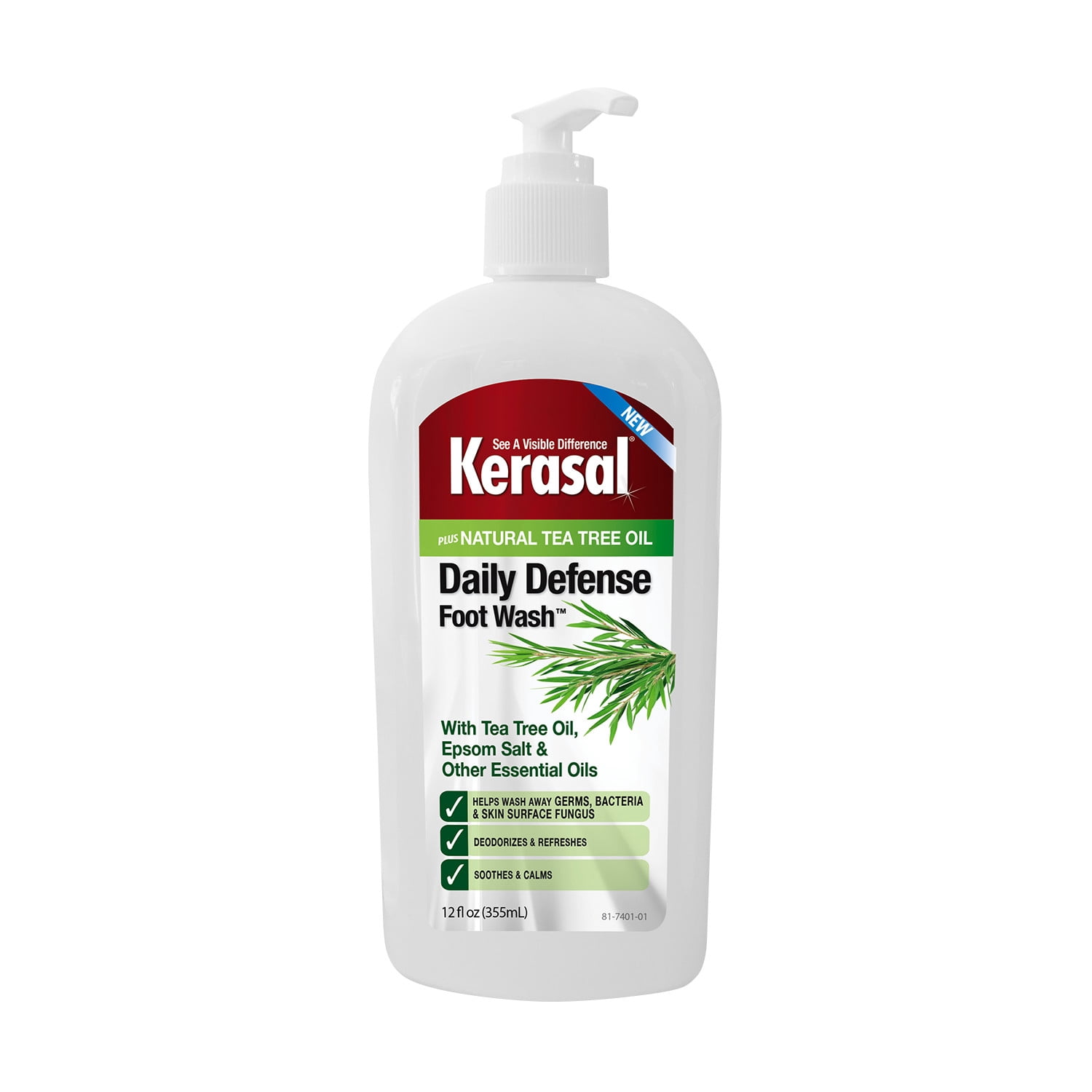 (4 pack) Kerasal Daily Defense Foot Wash Plus Natural Tea Tree Oil, 12 fl oz (355 ml)