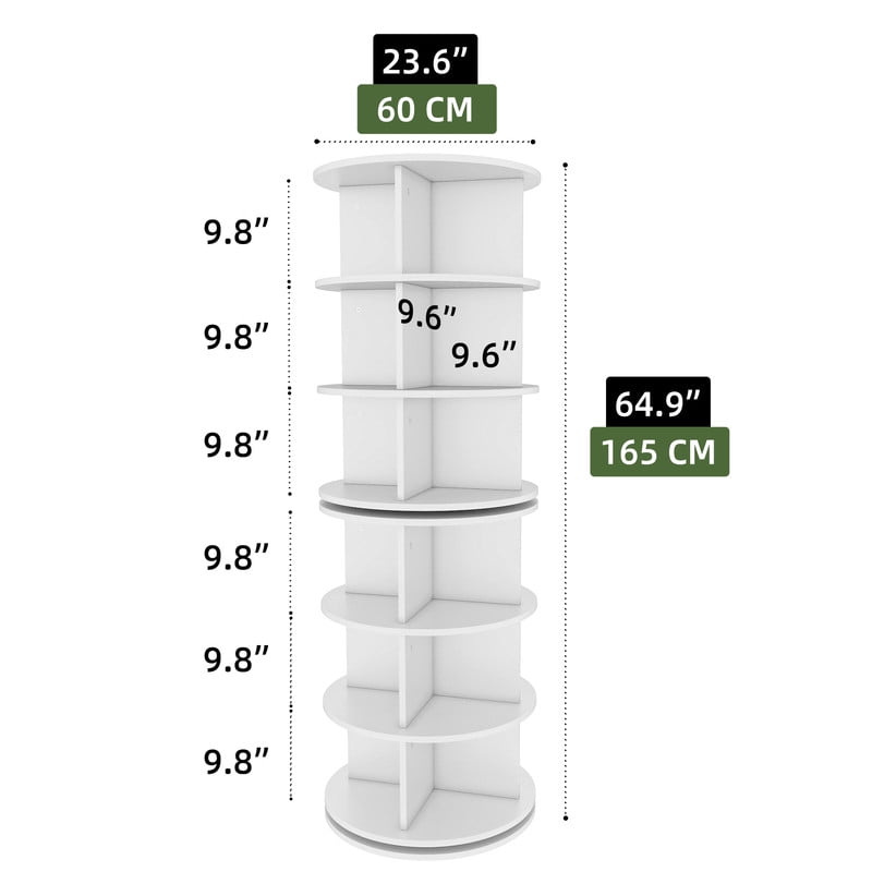 Uforic 6-Tier 360° Rotating Spinning Shoe Rack Tower Organizer for Entryway, Living Room, White