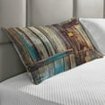 thumbnail image 2 of Rustic Quilted Pillowcover, Aged Shed Door Backdrop Color Details Country Living Exterior Pastoral Mansion Image, Standard King Size Accent Pillow Cover for Bedroom, 36" x 20", Brown, by Ambesonne, 2 of 2