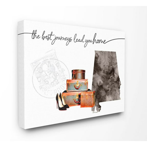 The Stupell Home Decor Collection Alabama State The Best Journeys Lead You Home Fashion Shoes and Luggage Illustration Canvas Wall Art