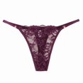 thumbnail image 3 of Sakmal Thong Women's Panties Lace Plus Size Cheeky Panties Breathable Purple Ladies Underwear L, 3 of 4
