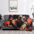 thumbnail image 2 of Uemuo Colorful Flower German Shepherd Printed Throw Blanket for Couch, Fluffy Fuzzy Blankets for Bed, Sofa, Cozy Flannel Faux Fur Blanket-80"x60", 2 of 6
