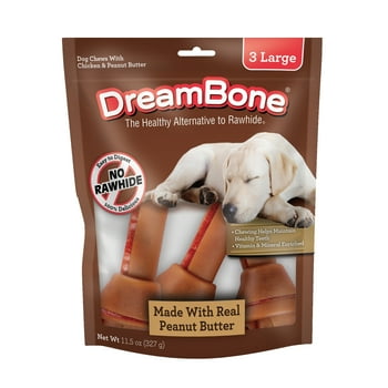 Dream Peanut Butter Flavored Rawhide-Free Dog Chews, Large, 12 Oz. (3 Count)