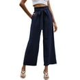 thumbnail image 5 of Liacowi Women Solid Color Elegant Wide Leg Cropped Pants with Pockets Female Loose Fit Paper Bag Waist Trousers with Belt Trendy Office Wear, 5 of 8