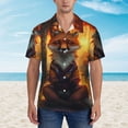 thumbnail image 2 of Fotbe Sunset Maple Tree Fox Hawaiian Shirt for Men Unisex Summer Beach Casual Short Sleeve Cotton Linen Button Down Shirts-Large, 2 of 5