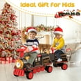 thumbnail image 3 of TOKTOO 12V Powered Ride on Train for Toddlers, Electric Ride on Car Toys w/ Rubber Wheels, Storage Box, LED Headlight, Music Player, Ideal Gift for Boys Girls, Black Red, 3 of 9