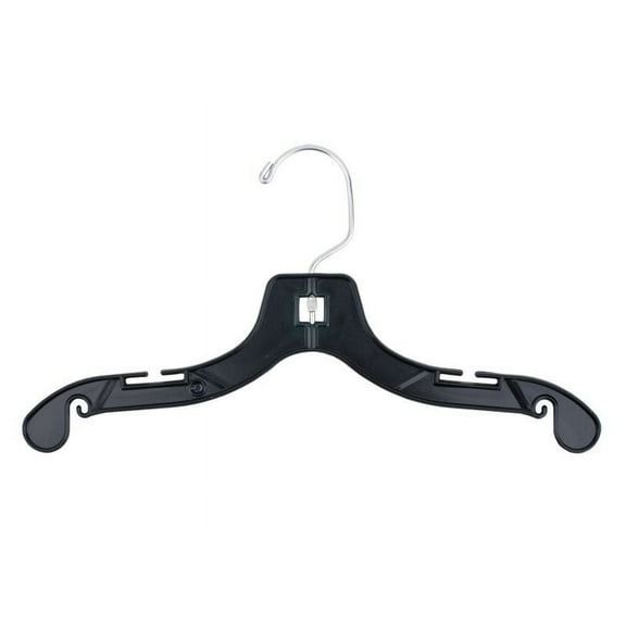 NAHANCO 12" Plastic shirt Hanger, Black (Pack of 100)