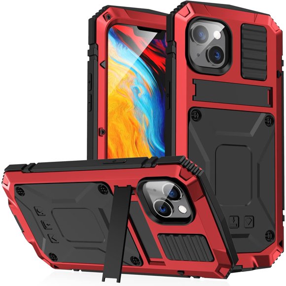 for iPhone 14 Plus 5G Case, Aluminum Metal Gorilla Gl Shockproof Military Heavy Duty Sturdy Protector Cover Hard