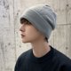 thumbnail image 3 of Gorro de invierno para hombre, 2 piezas, gorro tejido de lana cálido, a prueba de viento, nuevo estilo de moda, capucha de felpa gruesa para ciclismo (gris oscuro + negro), 3 of 5