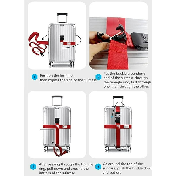 SURJDE TSA Cross Luggage Straps Combination Lock Adjustable Non Slip Cross Strap for 20 34 inch suitcases Travel Suitcase Belt red Walmart