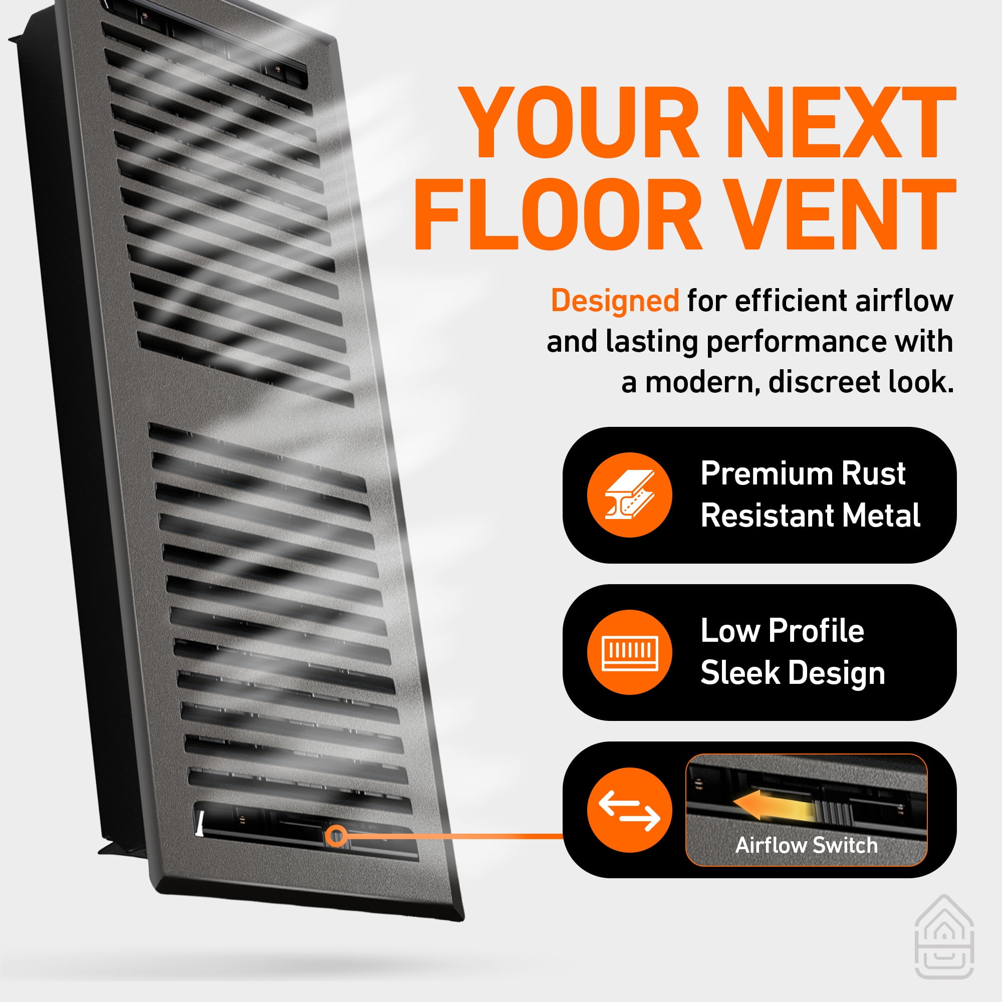 4X10 Floor Vent Covers Floor Register with Mesh Cover Trap, Heat and Air, Walkable Metal Floor Register for HVAC Duct, Contemporary, Dark Grey