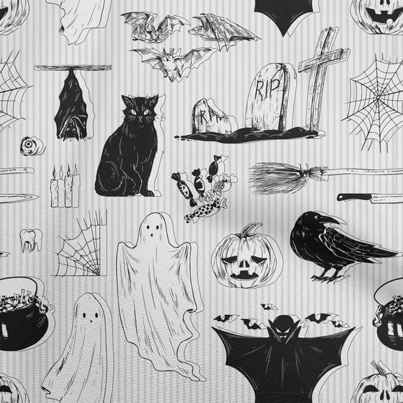oneOone Polyester Spandex Black Fabric Halloween Sewing Fabric By The Yard Printed Diy Clothing Sewing Supplies 56 Inch Wide