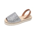 thumbnail image 2 of Samdudou Elevated Sandals for Women Open Toe Sparkly Glitter Wide Band Slingback Strap Classic Woven Espadrille Flatform Shoes Vacation Resort Wear, 2 of 7