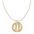 thumbnail image 1 of Precious Stars 14K Yellow Gold Round Wreath Initial Letter 'D' Pendant with 20" Chain Necklace, 1 of 5