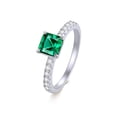 thumbnail image 5 of AFFY Solitaire Engagement Ring, 6X6MM Asscher Shape Zambian Emerald Lab Grown Gemstone & Created Moissanite Wedding Promise Ring In 14K White Gold Over Sterling Silver (1.15 Cttw)-7, 5 of 7