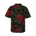 thumbnail image 3 of Balery Roses Print Men's Hawaiian Shirts Short Sleeve Beach Shirt Relaxed Fit Vacation Button Down Shirts-Small, 3 of 9