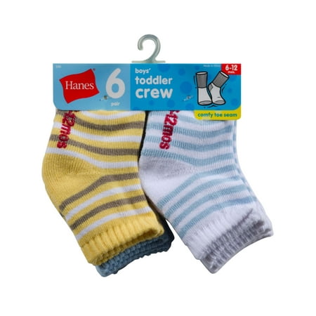 Product Hanes Baby Toddler Boy Crew Socks 6-Pack, Ages 6Months - 4T - Product