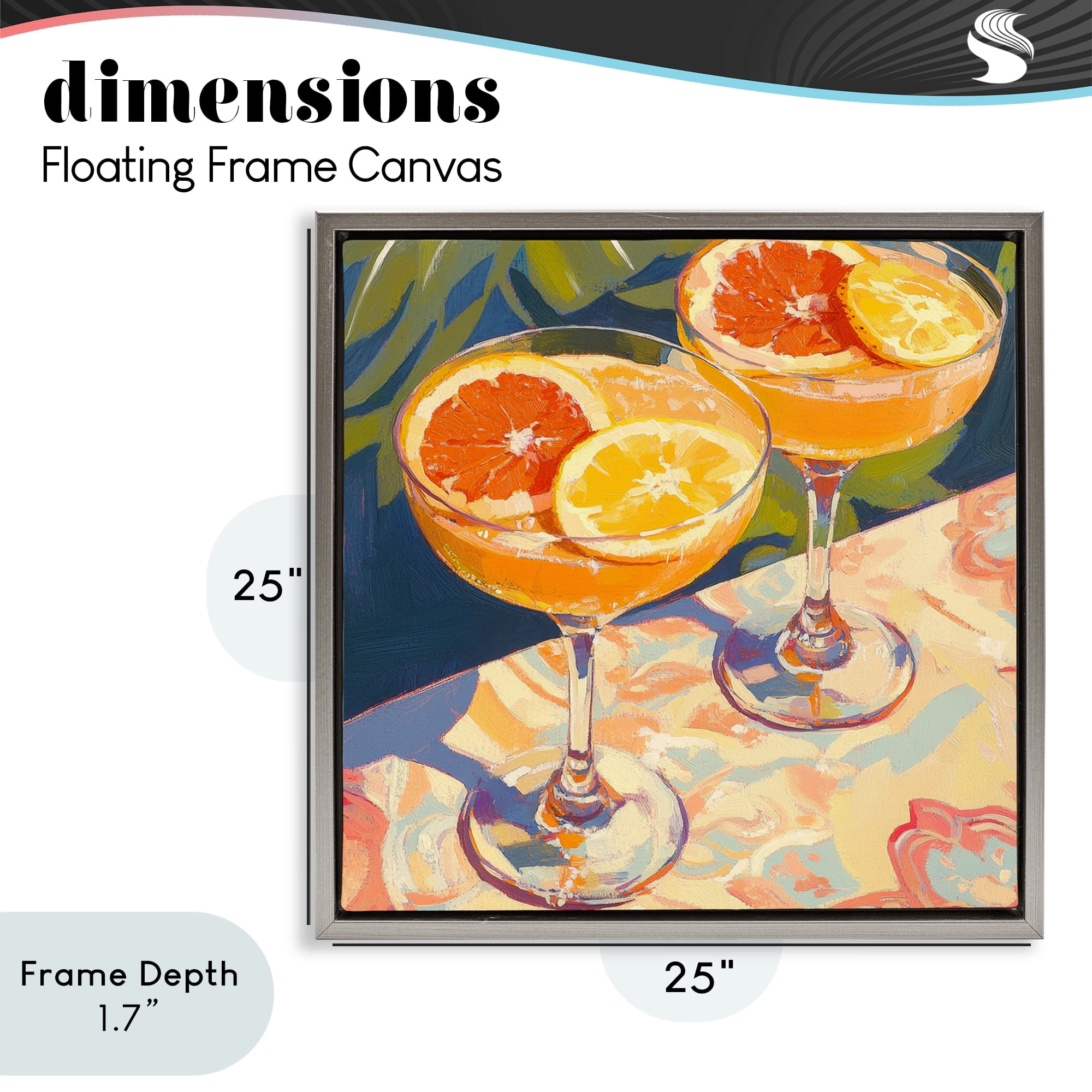 Stupell Industries Fruity Summer Cocktails Gray Framed Floater Canvas Wall Art, design by Petal Prints Design