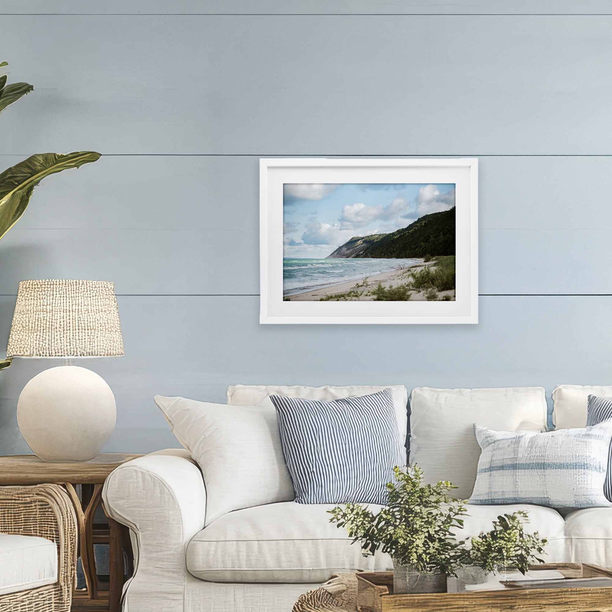 Stupell Industries Sleeping Bear Cliff White Framed Print Under Glass, design by Amy Carroll