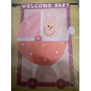 New Creative Welcome Baby Girl Large 44" x 28" Nylon Flag Pink