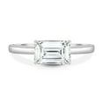 thumbnail image 6 of ESTE ORIGIN 2Ct Emerald Cut Lab-Grown Diamond Solitaire Ring in 18K White Gold - East West Emerald Ring for Women - Emerald Engagement Ring, US 9., 6 of 9