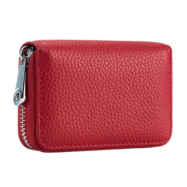ZTTD RFID Credit Card Holder PU Leather Credit Card Wallet with Zipper