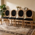 thumbnail image 3 of DONICK French Upholstered Dining Chairs,Farmhouse Round Back Tufted Solid Wood For Kitchen,Restaurant(PU,Black,Set of 4), 3 of 10
