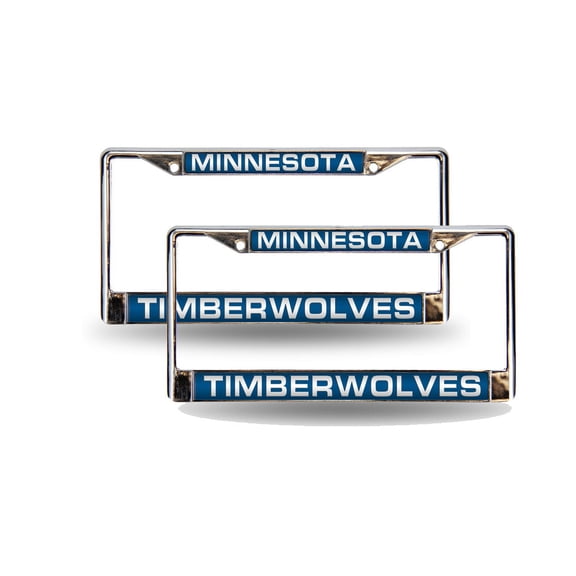 Minnesota Basketball Timberwolve's Chrome Metal (Set of 2) Laser Cut License Plate Frames