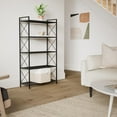 thumbnail image 2 of SONGMICS 5-Tier Metal Storage Rack, Shelving Unit with X Side Frames, Dense Mesh, for Entryway, Kitchen, Living Room, Bathroom, Industrial Style, Ink Black, 2 of 6