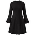 thumbnail image 3 of YUANxueke Long Bell Sleeve Ribbed Knit Dress for Girls Casual Crewneck Fashion Fall Winter Outdoor Dress for 5-15 Years, 3 of 8