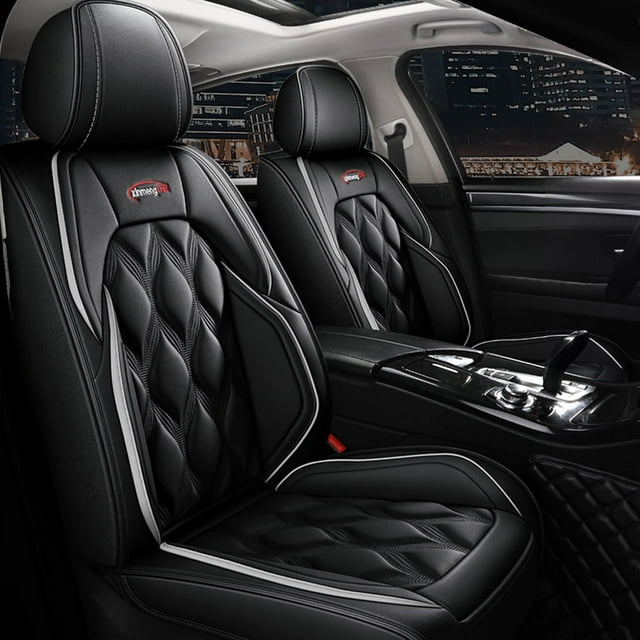 Maidao Car Seat Covers Leather Set for Genesis for Electric GV70 2017-Present 5 Seats Compatible Airbag Waterproof Front Rear Cushion Protector with Pillow and Headrest Gray