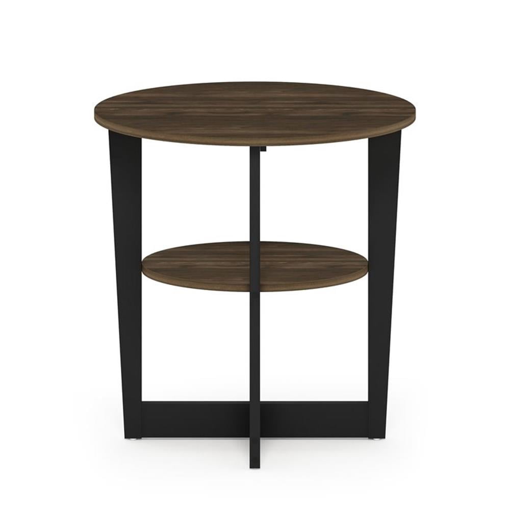Furinno JAYA Contemporary Engineered Wood Oval End Table - Columbia Walnut/Black