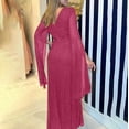 thumbnail image 6 of Lovskoo Wedding Guest Dresses for Women Evening Gown Casual Loose Print Long-Sleeved Trendy Button Cocktail Dresses 2023 Red, 6 of 6