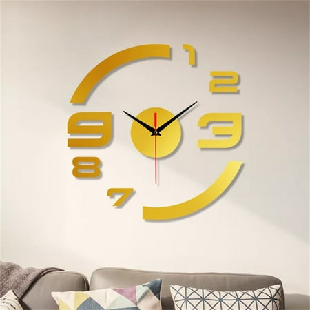 Modern Large Number DIY Wall Clock, Silent Non-Ticking Luxury Acrylic Wall Clock, Creative Curved Design Decorative Clock for Home, Living Room, Bedroom, Office