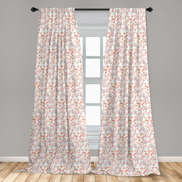Fl Curtains 2 Panels Set Peachy Feminine Theme Retro Flower Naive Natural Look Repeat Pattern Window Ds For Living Room Bedroom Peach Pale Mauve Salmon By Ambesonne Com Room Bedroom Peach Pale Mauve Salmon, Peach Bedroom Curtains