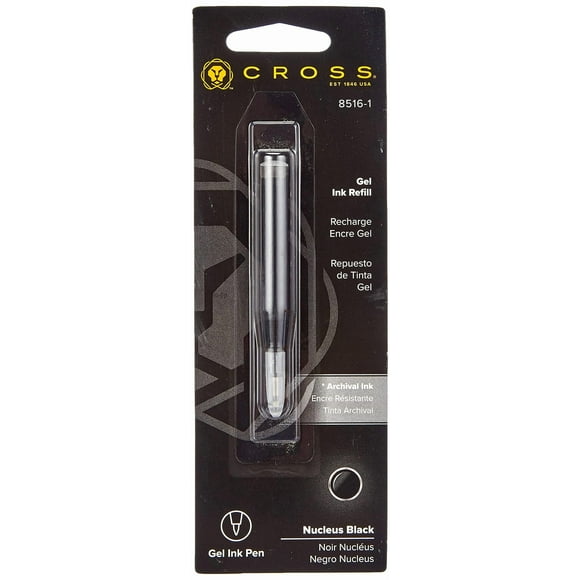 Recambio de tinta Cross Gel Nucleus, color negro medio, 1 paquete
