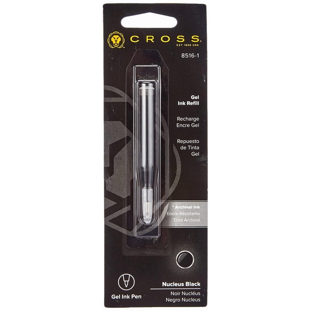 Recambio de tinta Cross Gel Nucleus, color negro medio, 1 paquete