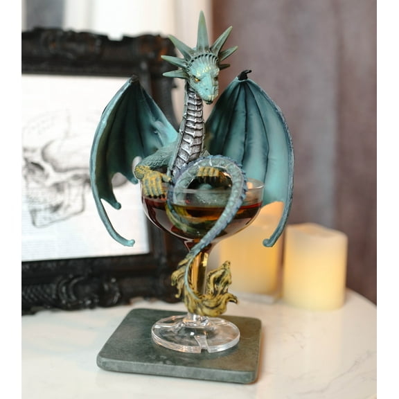 Cocktail Spirit Drunk Manhattan Liberty Dragon Statue Fantasy Decor Figurine