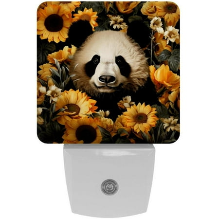 

Panda sunflowers LED Square Night Light - Small and Bright Square-shaped LED Night Light for Bedroom Bathroom and Hallway - Compact Plug-in Nightlight with Auto on/Off Sensor