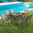 thumbnail image 2 of Costway 59" Outdoor Dining Table All-Weather Cast Aluminum Umbrella Hole 6 Person Bronze, 2 of 10
